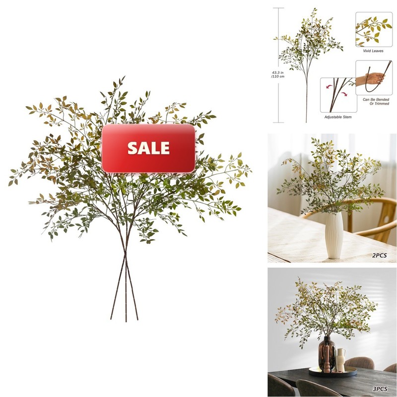 Uqueeten Fake Plants Eucalyptus Stems,Plastics Ficus Stems Vase Artificial