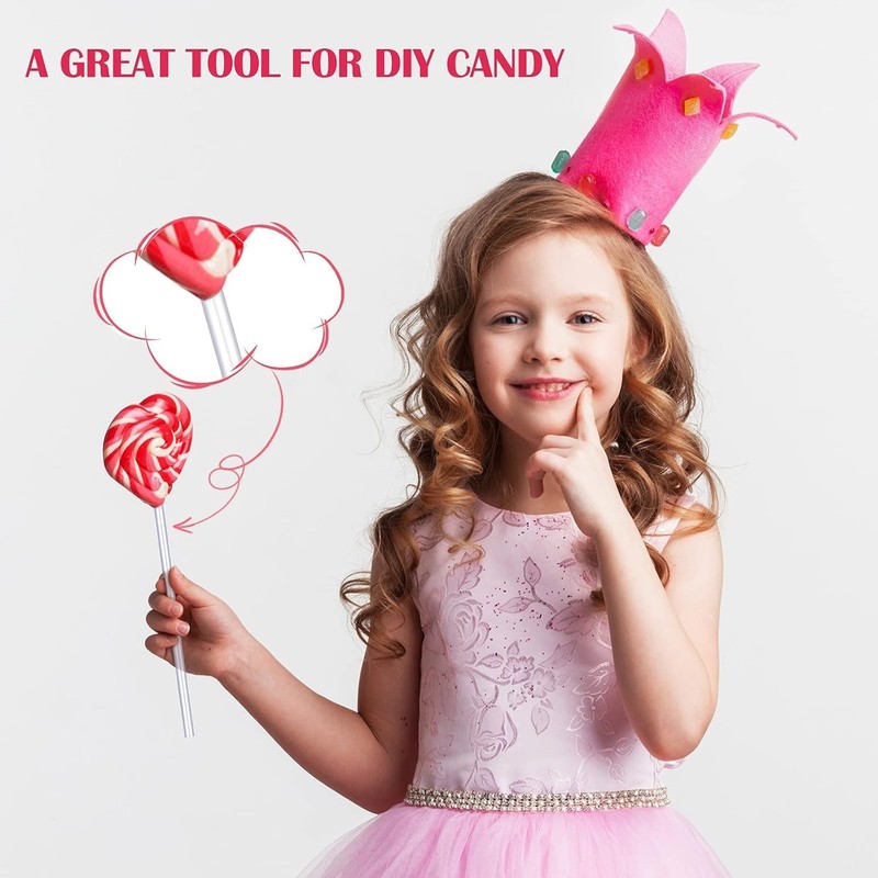 100 Pcs Acrylic Lollipop Sticks 6 Inch Clear Cake Pops Sticks Reusable Candy ... gallery