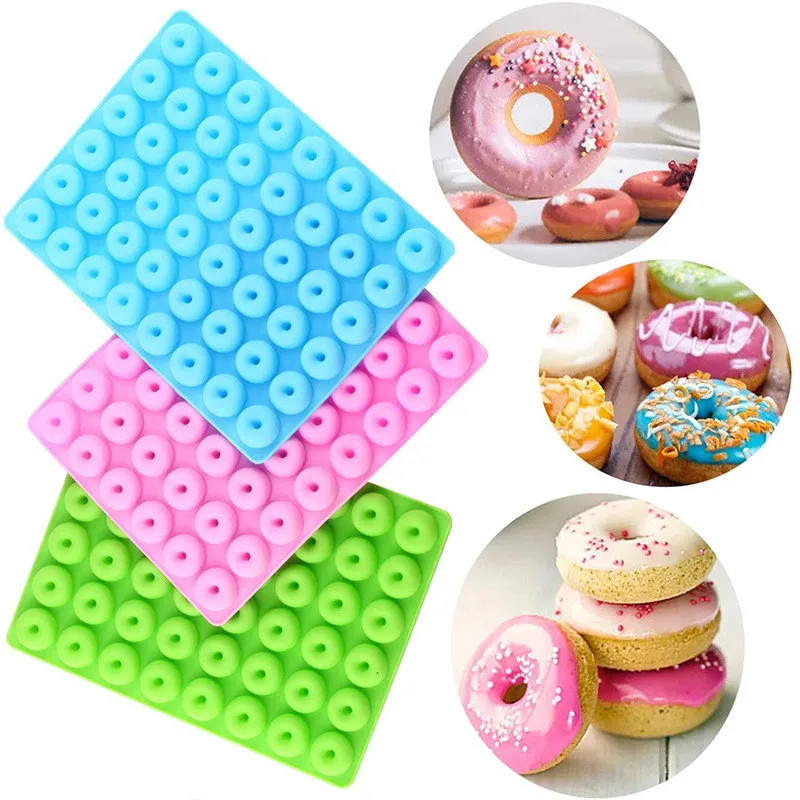 48 Cavity Small Donuts Chocolate Silicone Mold Small Biscuit Fondant Candy Mold gallery
