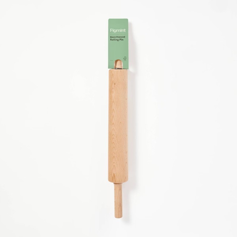 10" Wood Rolling Pin Light Brown Handled Wooden Roller for Baking gallery