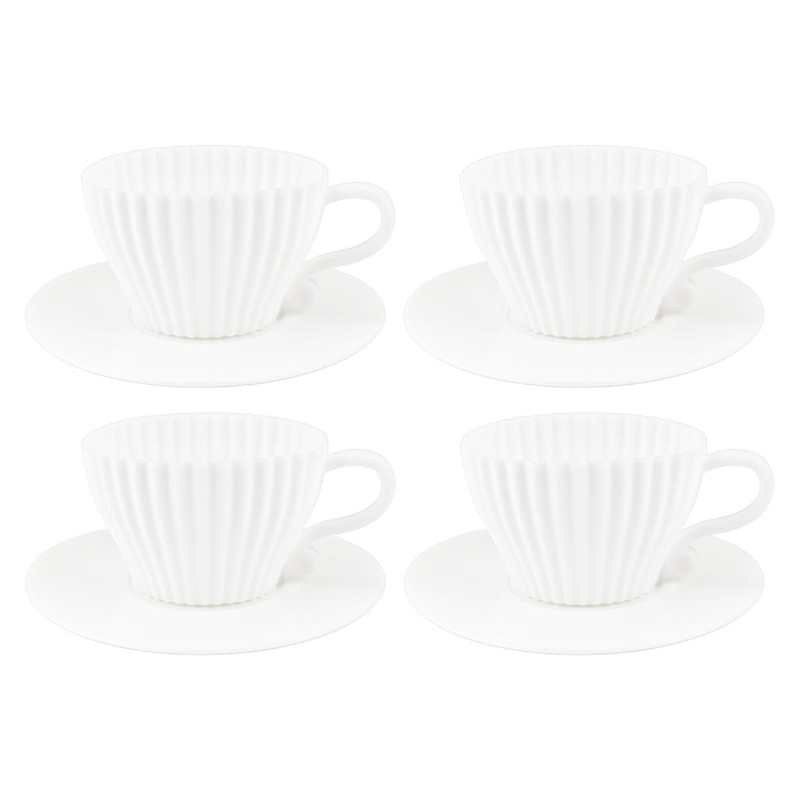 8Pcs Silicone Tea Cups and Saucer Cupcake Liners Chocolate Silicone Molds Reu…