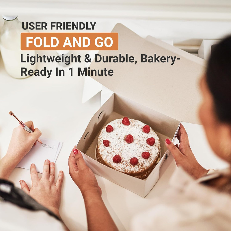 10-Inch White Cake Boxes (50-Pack) - Disposable Bakery Containers with Lids gallery