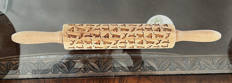 Embossing Cat Rolling Pin For Dough Cookie Fondant Granny Core Cottage Decor 8″
