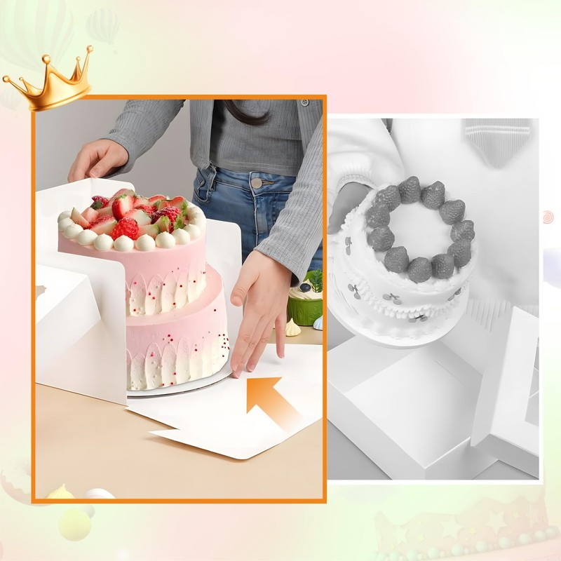 3pcs Cake Boxes, 10x10x8 Inch Cake Box With Viewing Window and Cake Board and... gallery