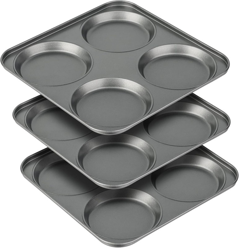 Tiawudi Muffin Top Pan, 4-Cup Hamburger Bun 9.4 x x 0.6 inches, Gray