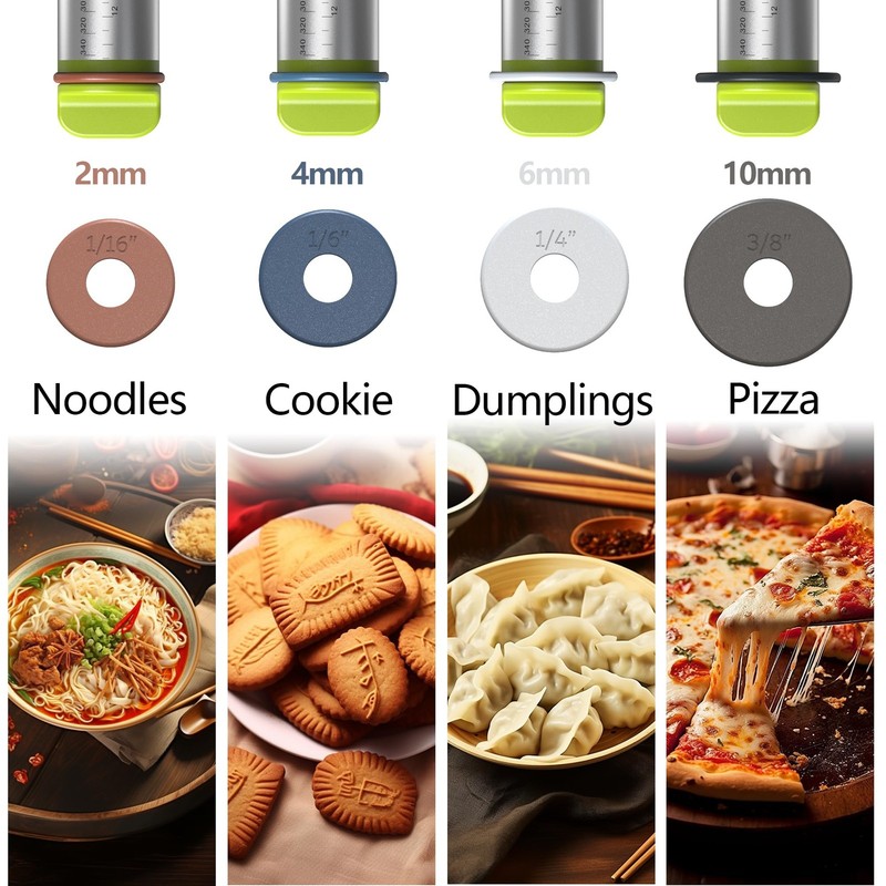 Stainless Steel Rolling Pin with Thickness Rings and Pastry Baking Mat for Ba... gallery