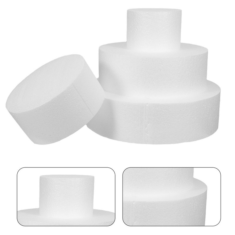 4pcs Round Foam Cake Dummy - 9.8"/7.9"/5.9"/3.9" White Faux Display Cake Model gallery
