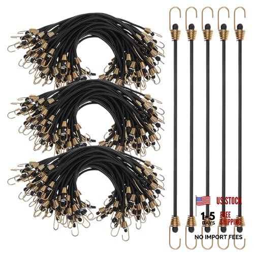 50 Pcs 10" Mini Bungee Cords with Hooks - Heavy Duty Elastic Straps