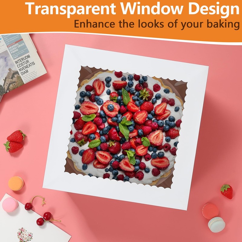 20 Packs Cake Box 12 inch with Board and Clear Windows (10 Pcs + 10 Board) gallery