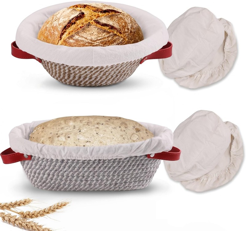 Banneton Bread Proofing Basket – Oval & Round Sourdough Bread Baskets Set