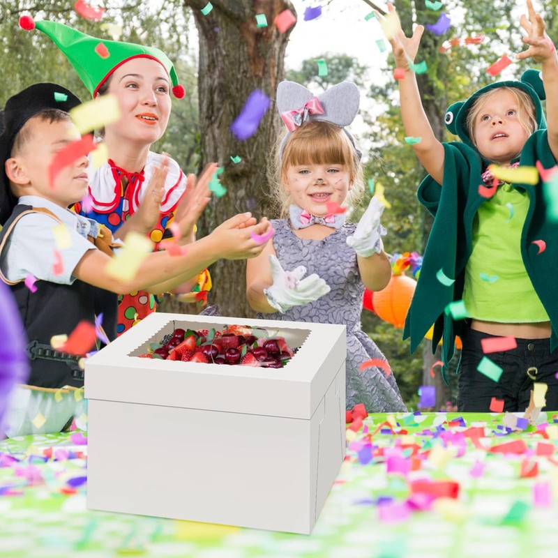 4 Pack Cake Boxes 12 Inch, Disposable Cake Transport Container, Cake Carrier,... gallery