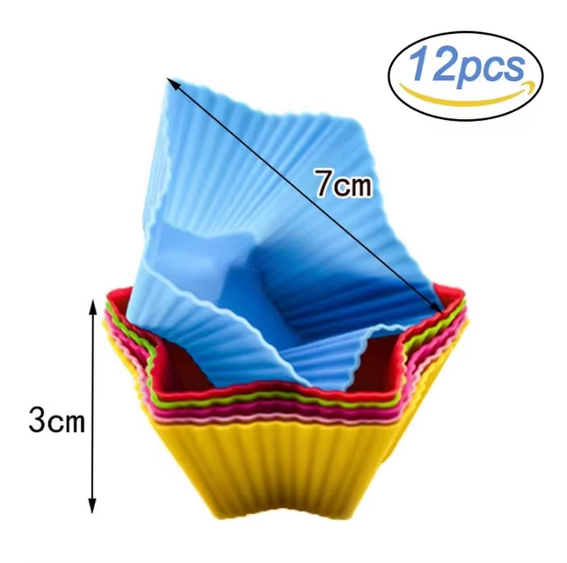12Pcs/Lot Silicone Cake Mold round Heart Shape Muffin Cupcake Baking Molds Home