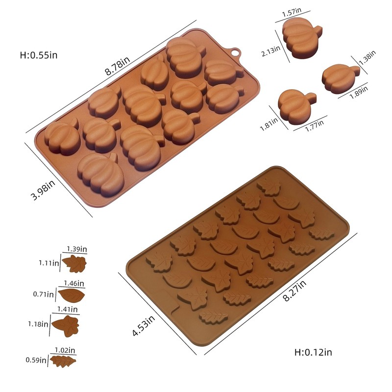 4 PCS Silicone Pumpkin Candy Mold Maple Leaf Fondant Molds Thanksgiving gallery