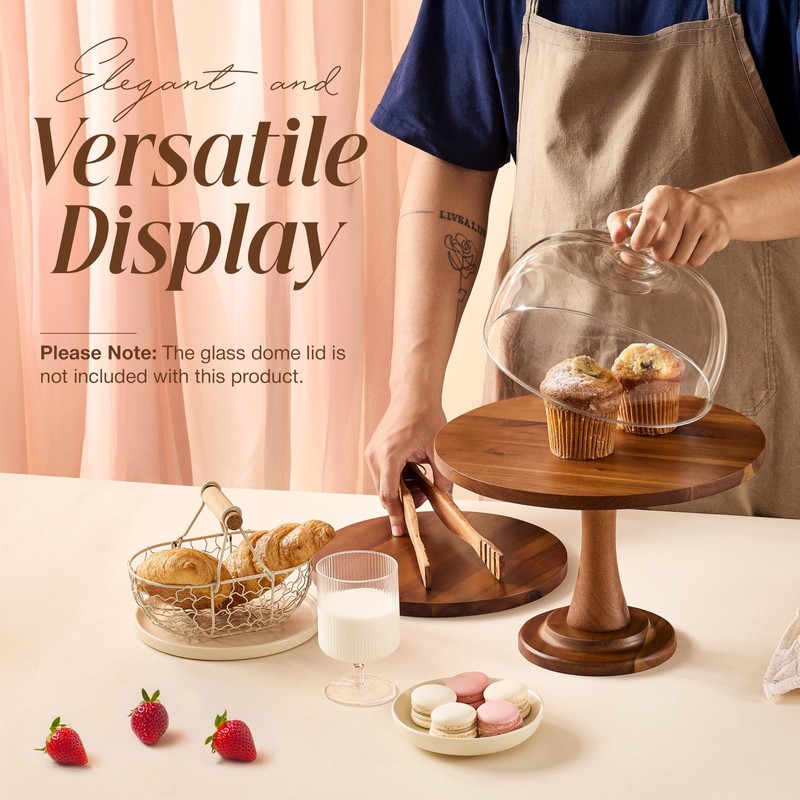 Acacia Wood Cake Stand Rustic – 12 inch Wooden Round Cake Stands for Cupcake ... gallery