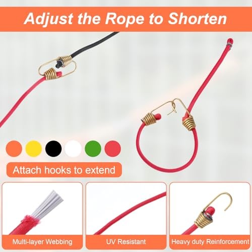 12 Pack Small Bungee Cords with Hooks 10 Inch Multicolor Adjustable Rubber gallery