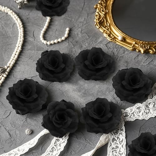 Rose Artificial FlowersPcs Roses Head Flowers Bulk with Stem, 3 Inches 50 Black gallery