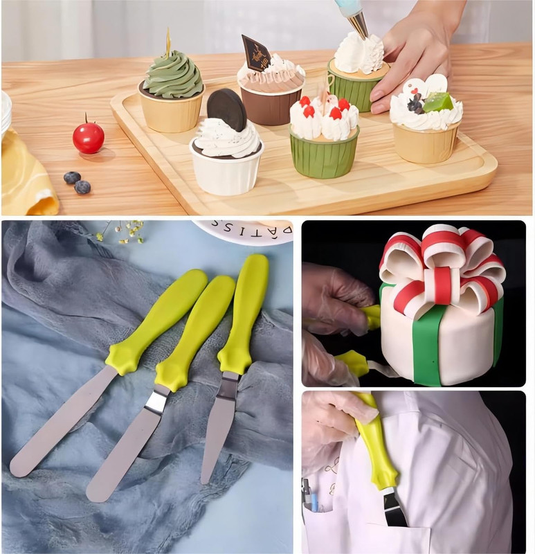 Cake Cream Spatulas, 3 Pieces of Cake Angled Spatula with Stainless Steel, Profe gallery