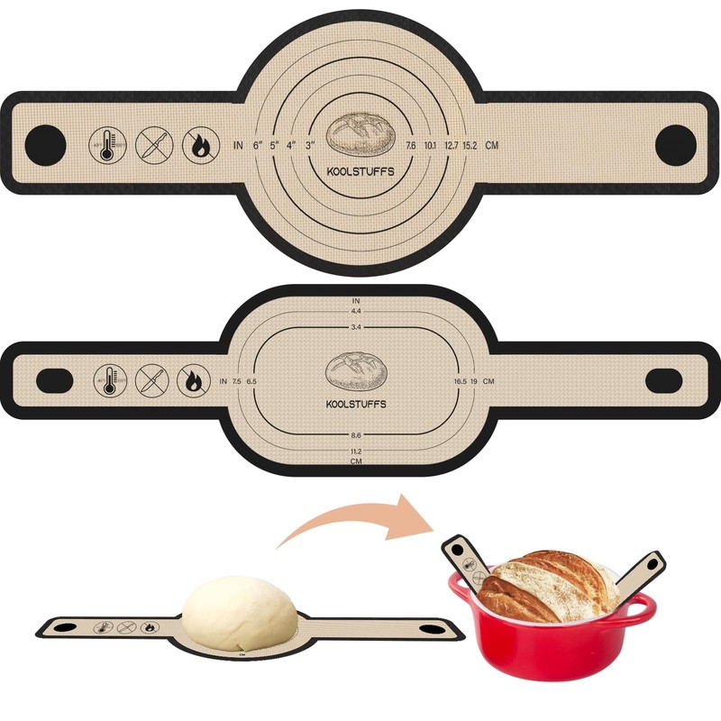 Silicone Bread Sling Oval and Round, 2 PCS Nonstick＆Reusable Bread Baking