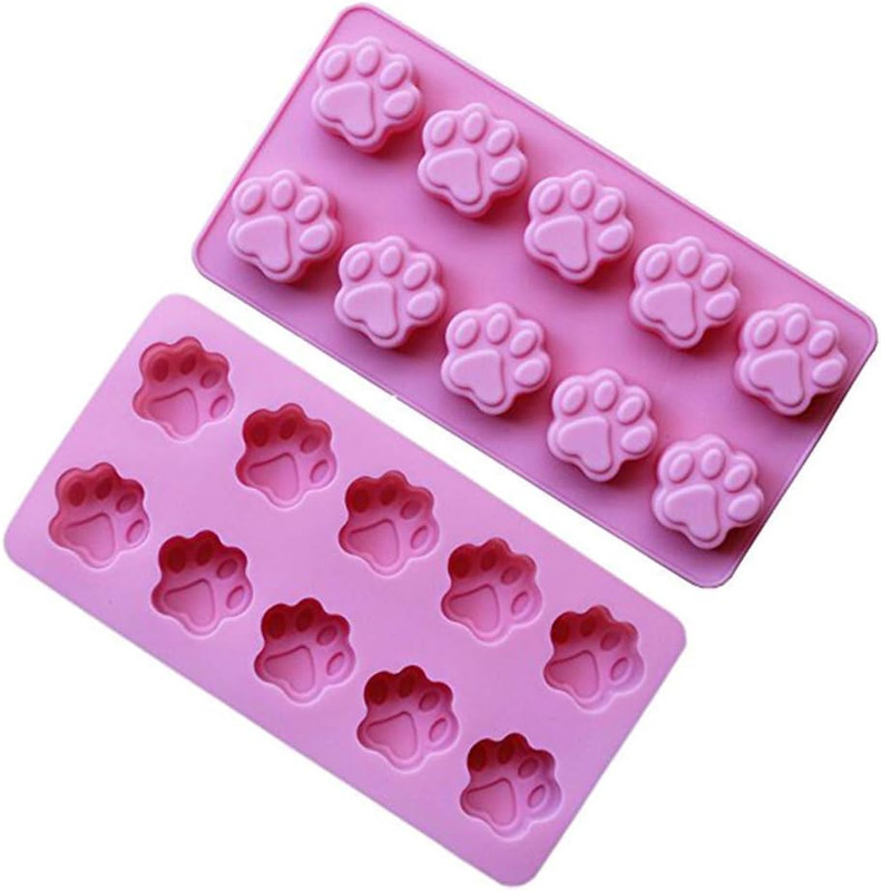2 Pack Value Silicone Molds Mini Pet Paw Print Animal Paw Print for Homemade ...