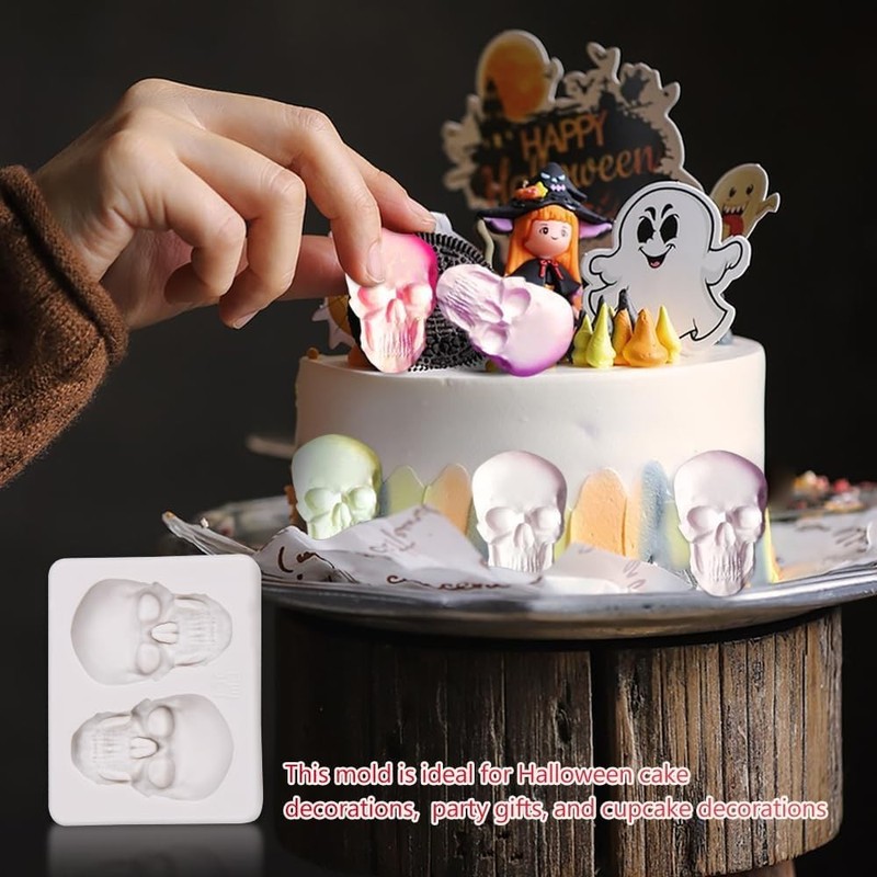 Versatile Skull Chocolate and Cake Mold - Durable Silicone Tool for DIY Fun gallery