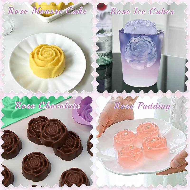 2 Pcs Large Rose Silicone Mold for Chocolate Strawberry, Easy Release Rose Ice C gallery