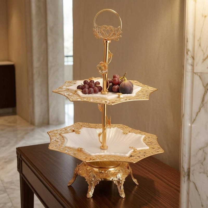 Glass Fruit Tray Stand Gilded Tableware Openwork gallery