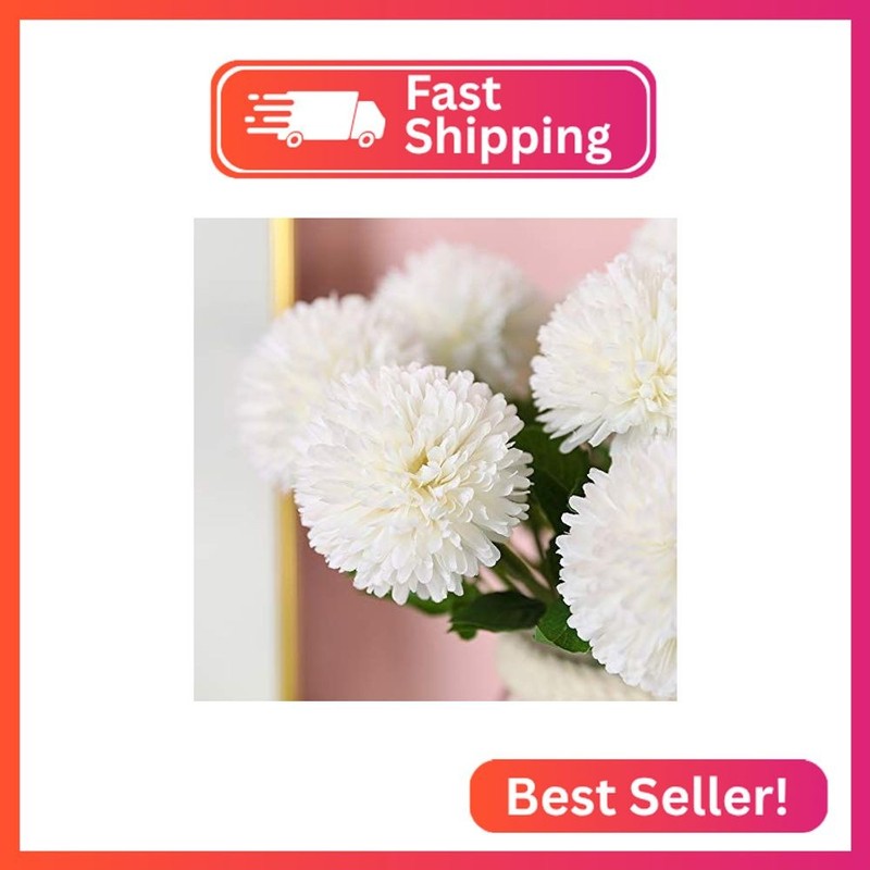 Floweroyal 12pcs Artificial Chrysanthemum Ball Flowers Silk Hydrangea Bridal Wed gallery