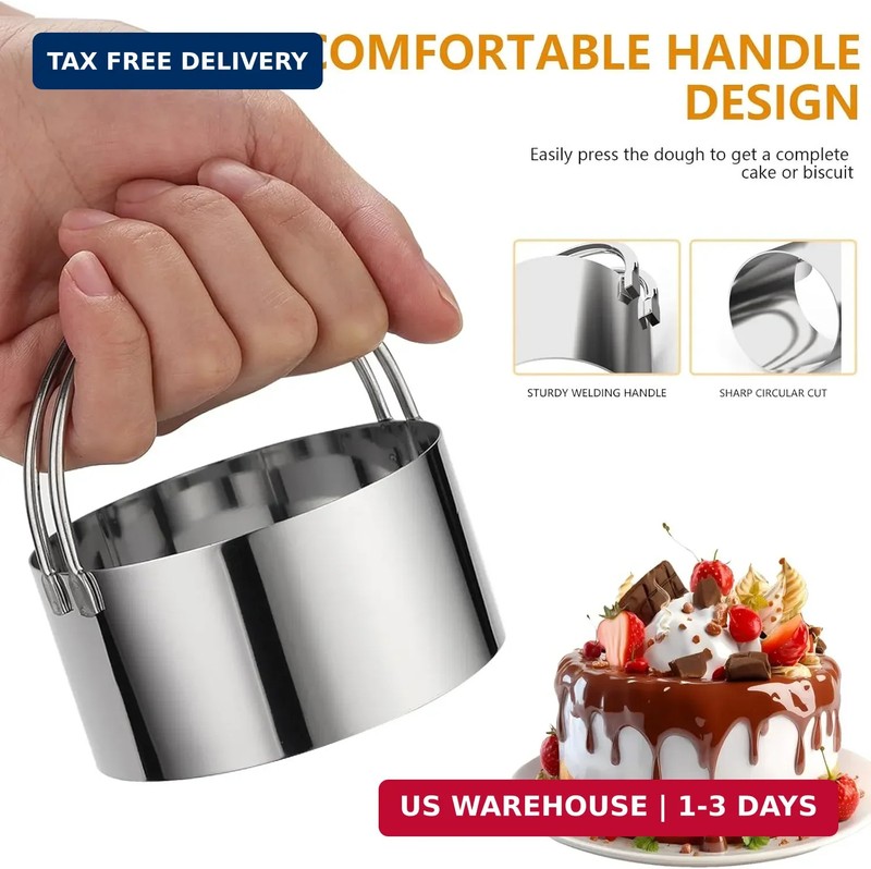 Cookie Cutters (5 Pieces/Set),Round Biscuit Cutter Set with Handle and Big Ring, gallery