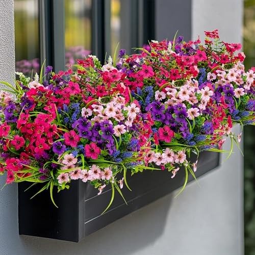 Artificial Flowers for Outdoors Fake Plants - 16 Mix White Purple Pink Lavander gallery