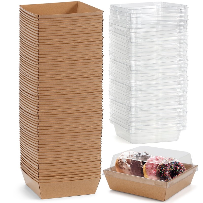 Mini Charcuterie Boxes with Clear Lids, 4.5×4.5 Inches 100 Pack Dessert Boxes…