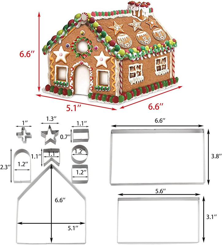Gingerbread House Cookie Cutter Set - 3D Christmas Cookie Cutters - 10Pcs Ginger gallery