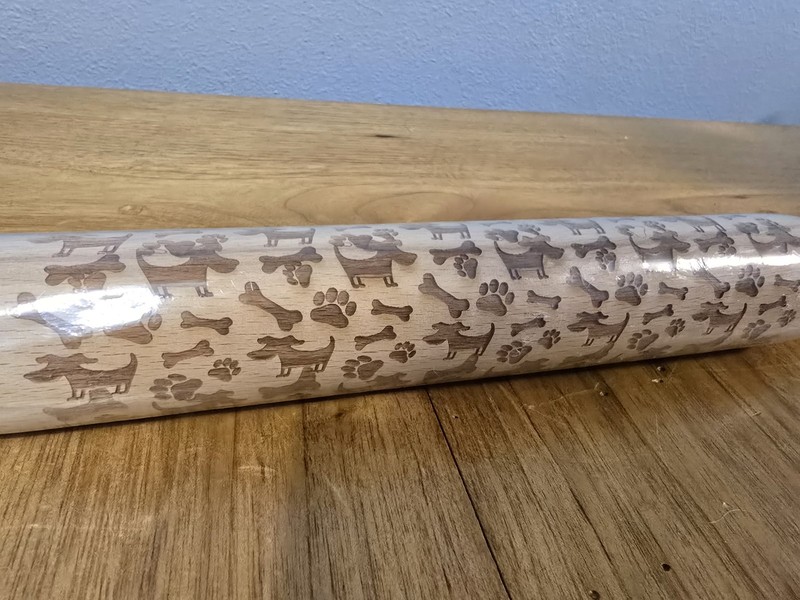Dog Lovers Embossed Wooden Rolling Pin New Unbranded gallery