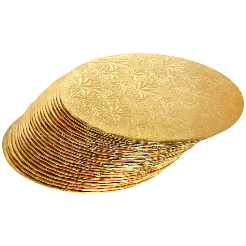 Gold Round Thin Cake Board Drums 10x1/4 Inch 12 PCS Sturdy Display Base gallery