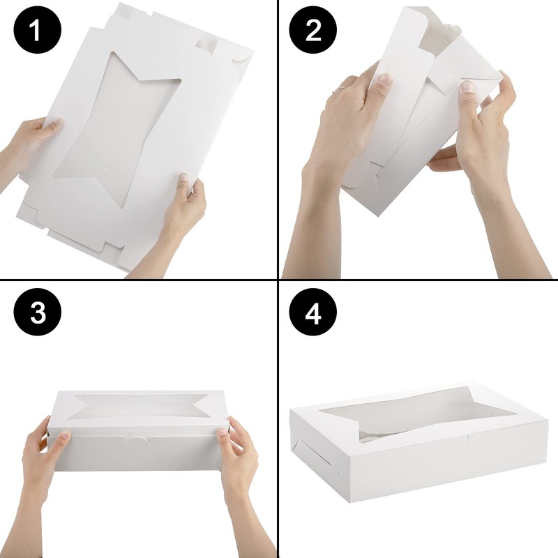 36 PCS White Bakery Cookie Treat Boxes Clear Window 12x8x2.5 Inch Pastry Cup gallery