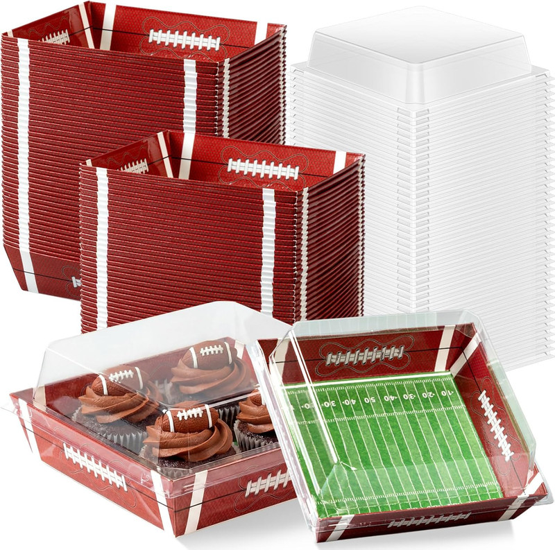 50 Pack Charcuterie Boxes with Clear Lids, Disposable Bakery Treat Boxes for Coo