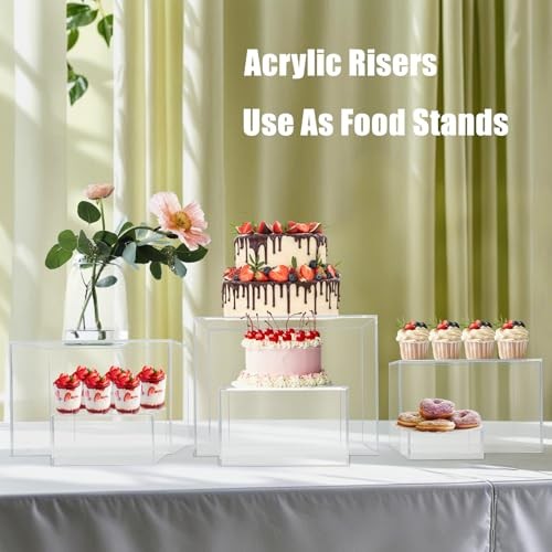 6Pcs Clear Acrylic Boxes for Display, Food Risers for Buffet Table Party gallery