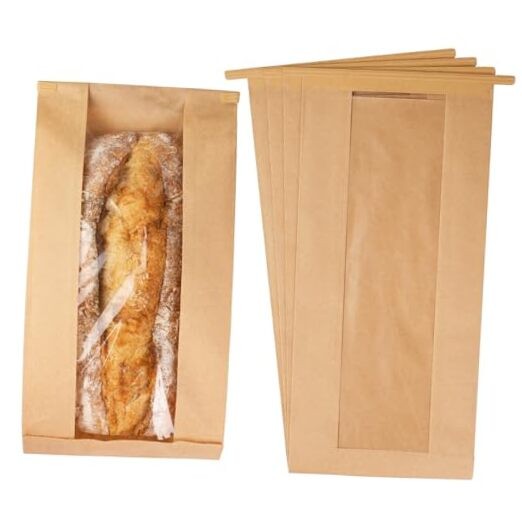 Pack Long Paper Bread Bags with Tabs for Homemade Sourdough, Resealable 50
