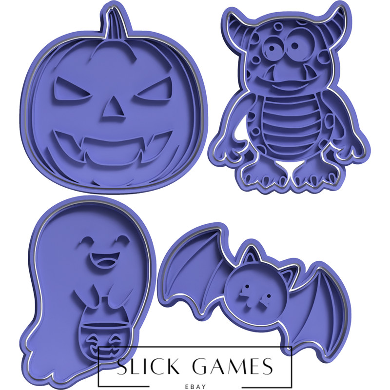 Halloween Monster, Pumpkin, Ghost, Bat Set Cookie Cutters | 3D Print, 3D Figures