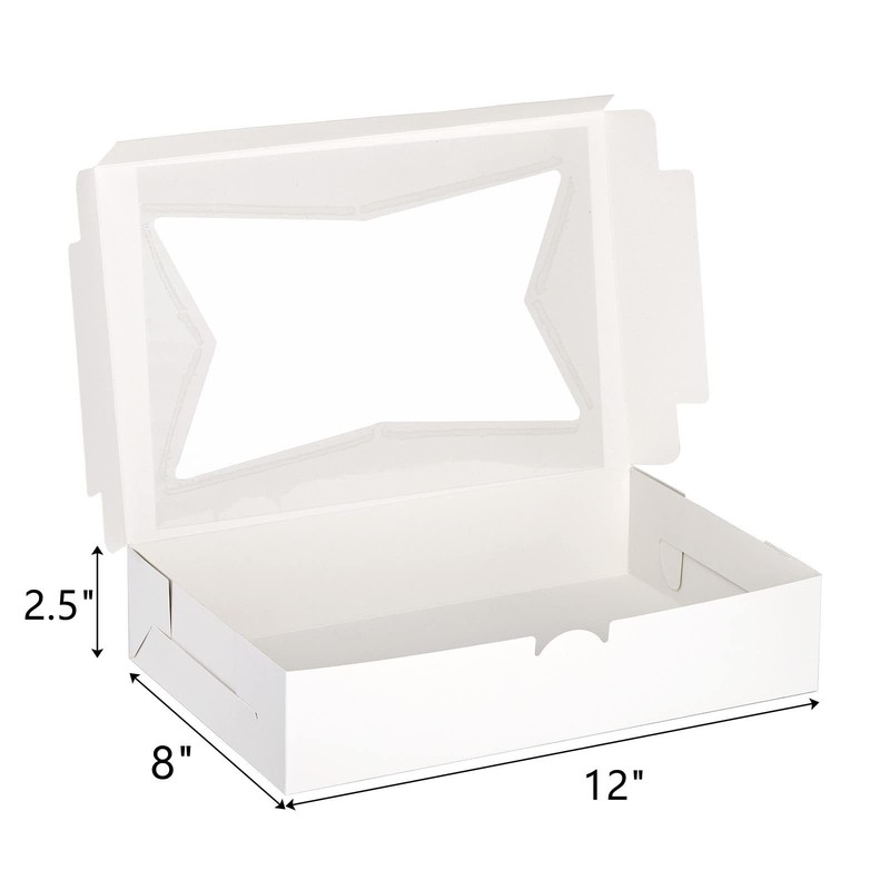 36 Pcs White Bakery Boxes, 12" x 8" x 2.5" Cookie Treat Boxes with Clear Wind... gallery