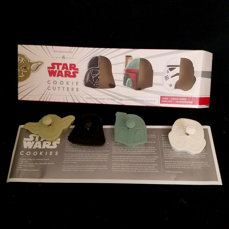 Star Wars William Sonoma Cookie Cutters Yoda Darth Vader Boba Fett Stormtrooper