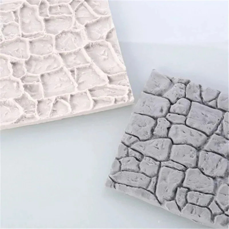Rock Bark Texture Silicone Mold Kitchen Baking Cake Decoration Wall Skin gallery