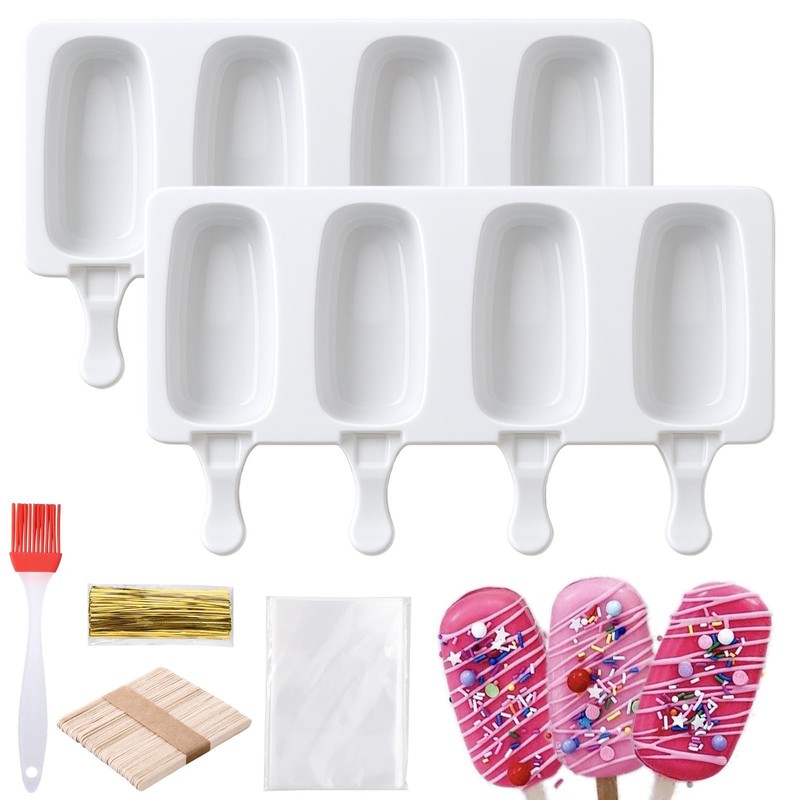 Cake Pop Mold Kit 2 Pack 8 Cavities Silicone 100 Wooden Sticks 100 Bags Ties