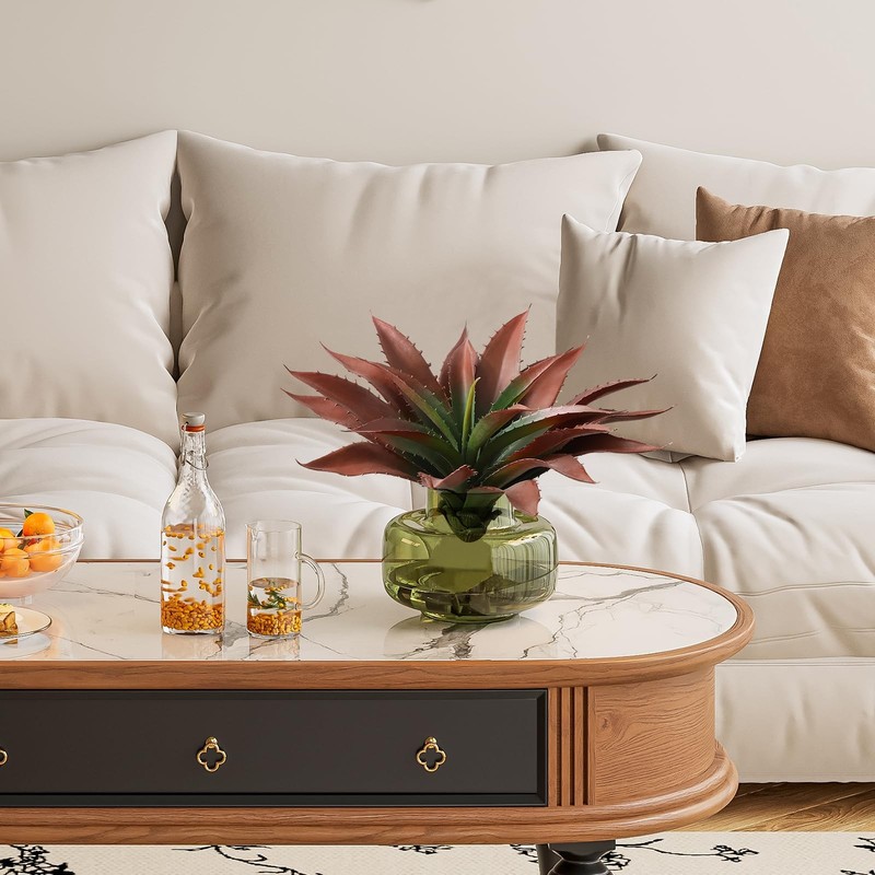 JUSTOYOU Large Artificial Succulents Aloe Plants Real Touch Fake Large, Red gallery