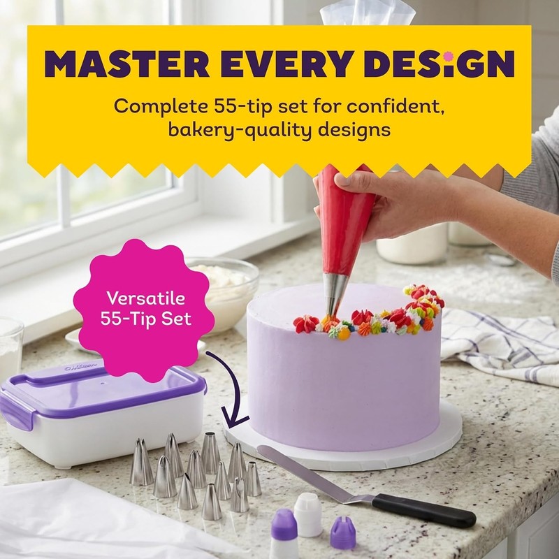 Professional Cake Decorating Tools - 55-Piece Piping Tips Set with Carrying Case gallery