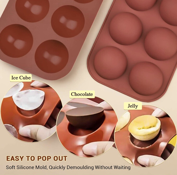 4 PCS 6 Silicone Molds For DIY recipes Different Sizes Half Ball Semi Sphere gallery