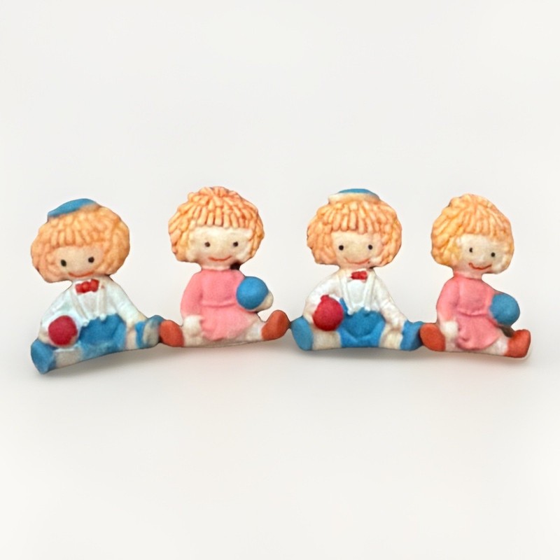 Vintage Rag Doll Plastic Mini Crafting Pieces Figurine Lot Of 4