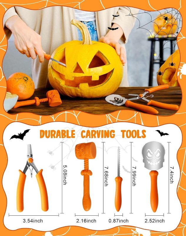 Pumpkin Carving Kit Tools, Halloween Cookie Cutters Set Stainless Steel, Safe... gallery