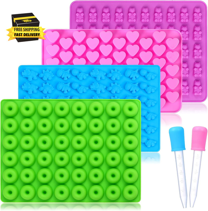 Candy Molds Silicone, with 2 Droppers, Non-Stick Silicone Candy Molds Including