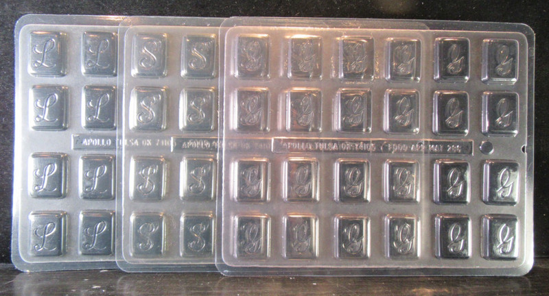 3 Apollo Initial Chocolate Candy Square Molds