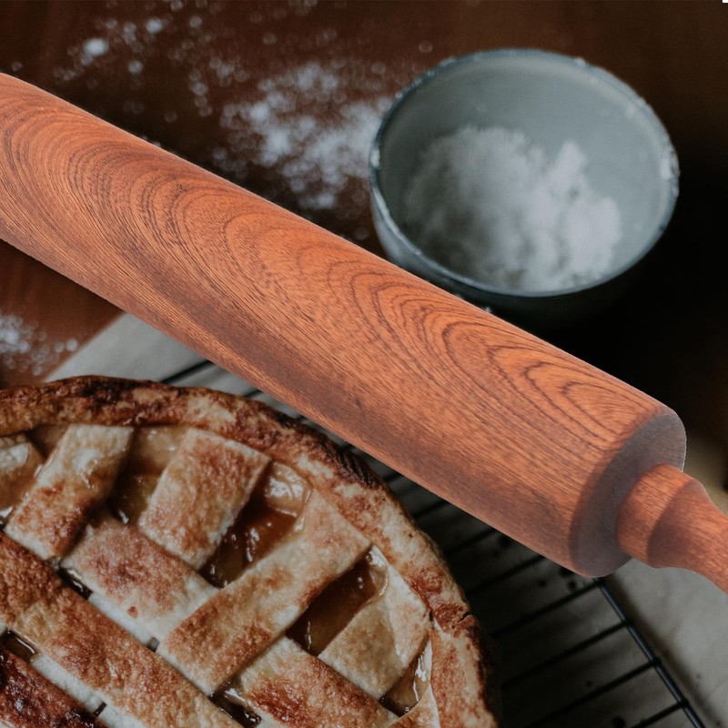 Classic Sapele Wooden Rolling Pin With Handles,Wood Baking Roller for Pizza, ... gallery
